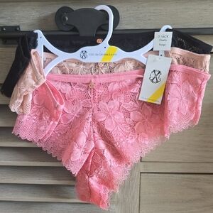 Christian Lacroix Pink and Beige Lace Panties